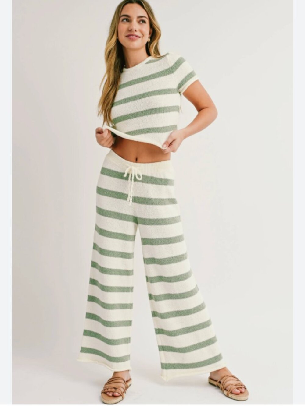 MIOU MUSE Sweet Talk Striped Sweater Set
